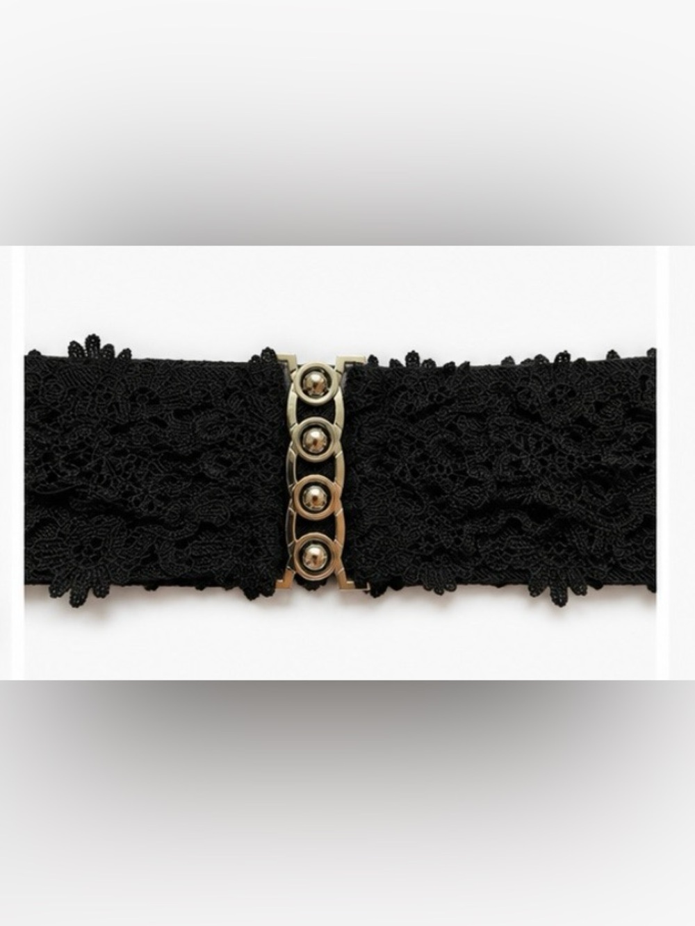 Black Floral Lace Stretch Waist Belt  Buckle. S/M